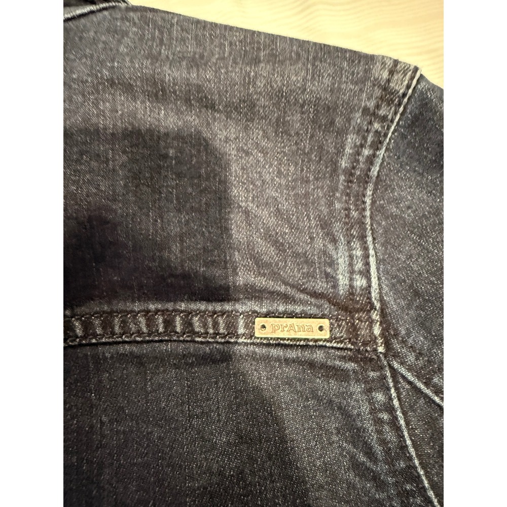 Prana Womens Organic Cotton Denim Trucker Jacket Dark Indigo Blue Workwear/ L - Picture 6 of 6